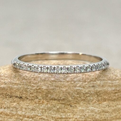 Simple Half Eternity Diamond Wedding Band White Gold Platinum LS6852