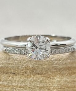 Solitaire Lab Diamond Engagement Ring Set White Gold Platinum LS6964