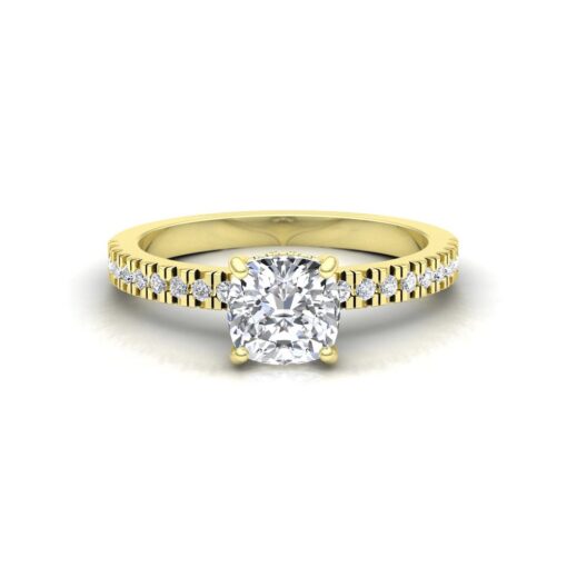Square Diamond Engagement Ring Half Eternity Shank Yellow Gold LS6943