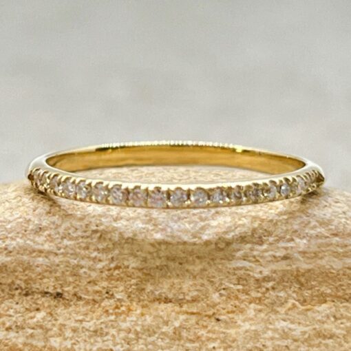 Thin Half Eternity Lab Organic Diamond Wedding Band Yellow Gold LS6852