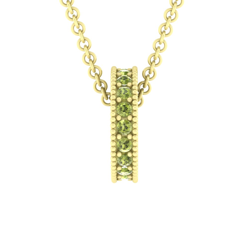 August Birthstone Peridot Circlet Milgrain Necklace Yellow Gold LS5366