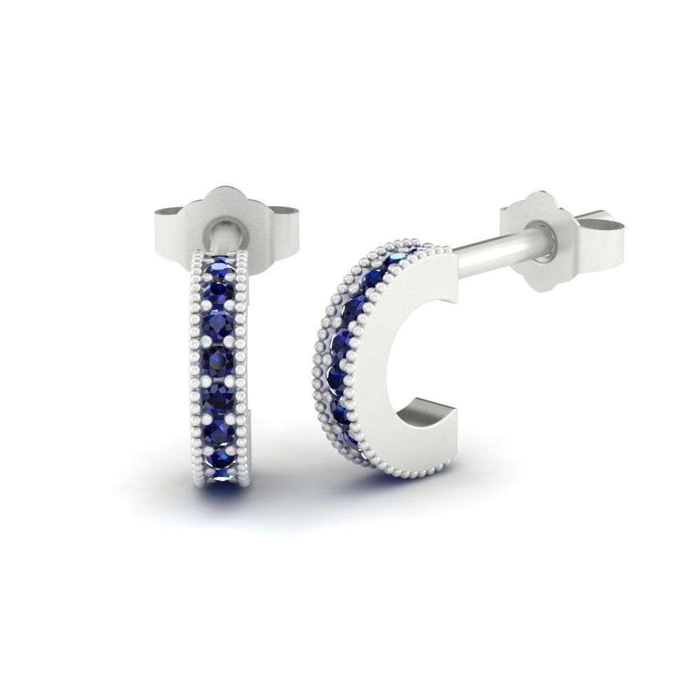 Sapphire September Birthstone Gift Earrings White Gold Platinum LS3417