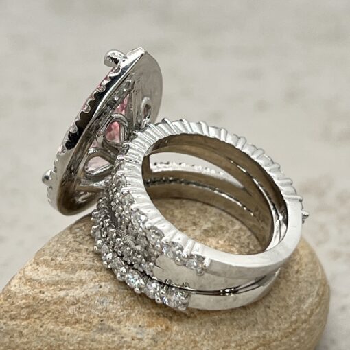 Pink Pear Cut Morganite Engagement Ring Set White Gold Platinum LS7052