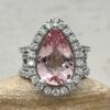 Rare Pink Pear Morganite Engagement Rings White Gold Platinum LS7052
