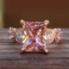 7.75 Carat Radiant Cut Morganite Hidden Diamond Halo Rose Gold LS7036