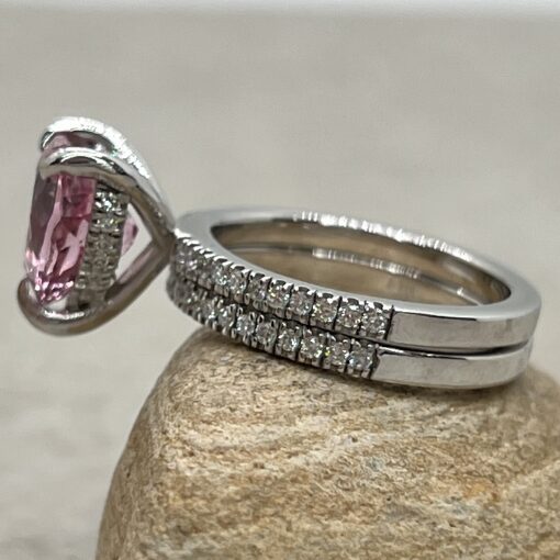 Custom Amazing Pink Morganite Ring Set - Image 4