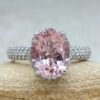 Rare Pink Oval Morganite Ring Hidden Halo White Gold Platinum LS6609
