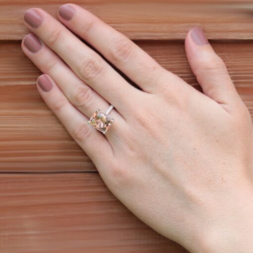 AAA Peachy Pink Morganite Engagement Ring White Gold Platinum LS4874