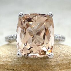 Cushion Cut Peach Morganite Engagement Ring White Gold Platinum LS4874