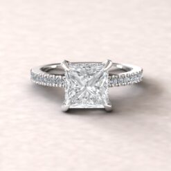 Half Eternity Princess Cut Engagement Ring White Gold Platinum LS7092