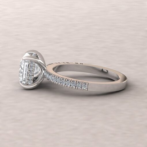 Moissanite Diamond Halo Ring Half Eternity White Gold Platinum LS7092
