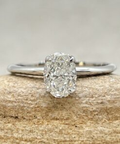 Oval Natural Diamond Halo Engagement Ring White Gold Platinum LS6850