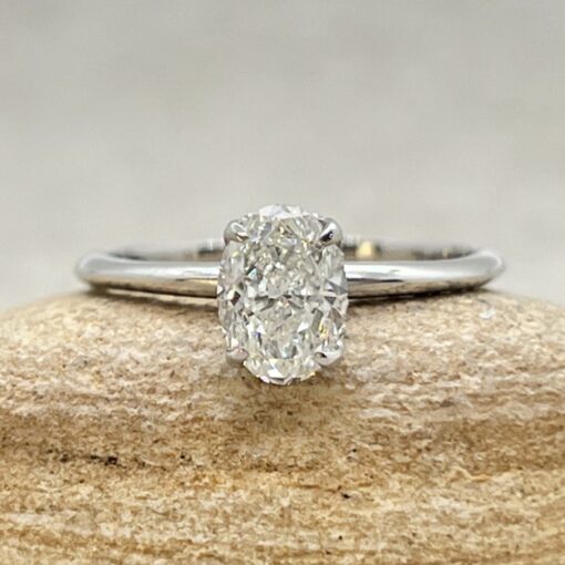 Oval Natural Diamond Halo Engagement Ring White Gold Platinum LS6850