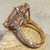 Peachy Emerald Morganite Engagement Ring Hidden Halo Rose Gold LS6320