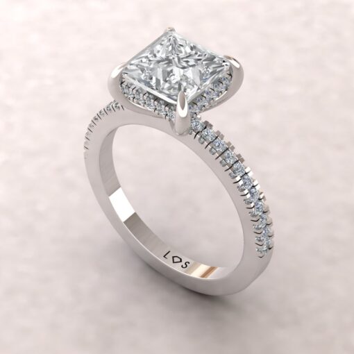 Princess Moissanite Diamond Engagement Ring White Gold Platinum LS7092