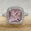 Pure Pink Morganite Diamond Engagement Ring White Gold Platinum LS6736