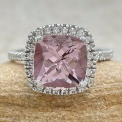 Pure Pink Morganite Diamond Engagement Ring White Gold Platinum LS6736