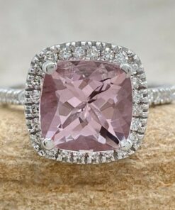 Pure Pink Morganite Diamond Engagement Ring White Gold Platinum LS6736