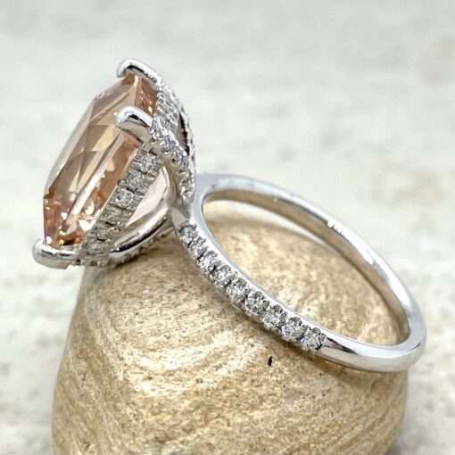 Rectangular Peach Morganite Engagement Ring White Gold Platinum LS4874