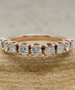 Round Cut Lab Grown Organic Diamond Flower Prong Ring Rose Gold LS6595