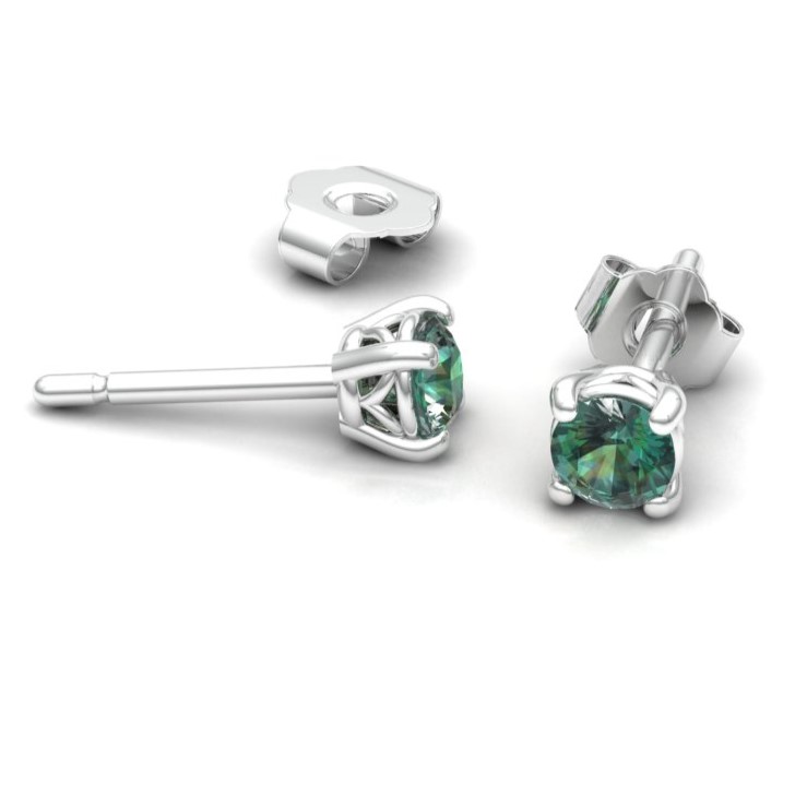 Tiny Alexandrite Stud Earrings Genuine Birthstone Gem June White Gold