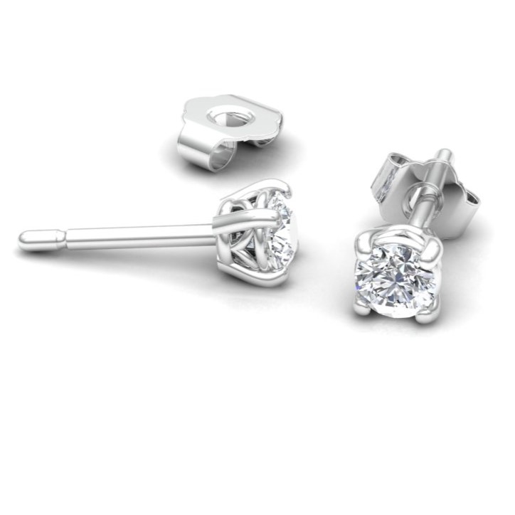 Tiny Diamond Stud Earrings Genuine Birthstone Gem April White Gold
