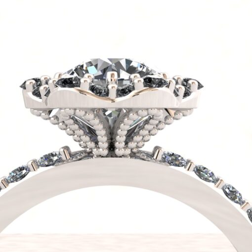Custom Lab Diamond Engagement Ring with Organic Diamond Side Stones - Image 9