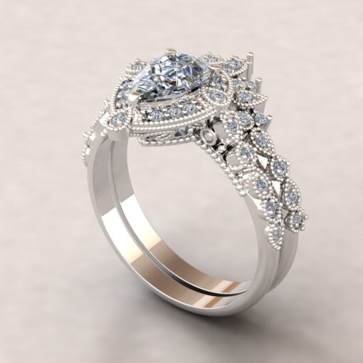 Custom Moissanite Pear Cut Emeline Bridal Set - Image 7