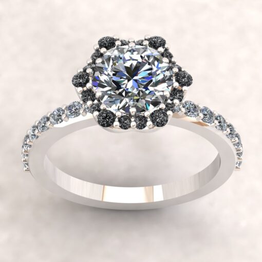Custom Lab Diamond Engagement Ring with Organic Diamond Side Stones - Image 11