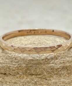 1.5mm Thin Hammered Ring Tiny Stacking Band Plain Rose Gold LS6826