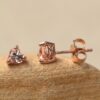4mm Tiny Heart Morganite Studs Natural Gems Push Back Rose Gold LS6374