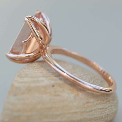 AAA Peachy Pink Morganite Lily Petal Engagement Ring Rose Gold LS6266