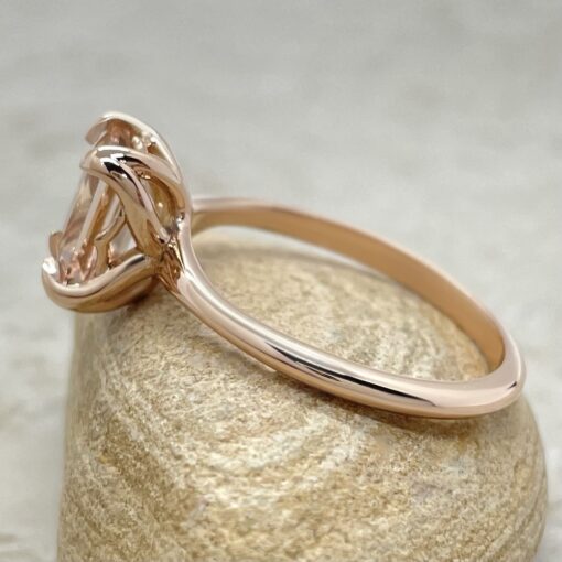 AAA Peachy Pink Morganite Lily Prong Engagement Ring Rose Gold LS5856