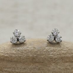 Classic Lab Organic Diamond Stud Earrings White Gold Platinum LS7016