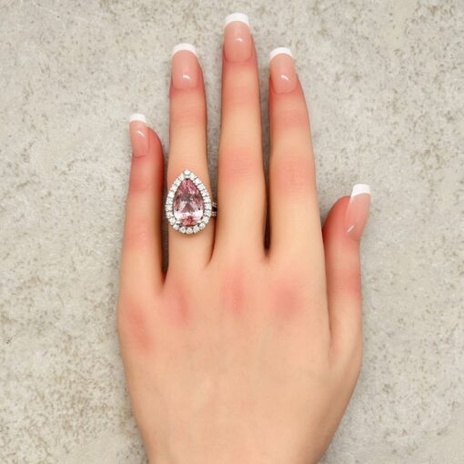 Genuine Rare Pink Morganite Engagement Ring White Gold Platinum LS6347