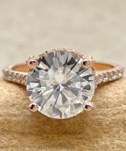 Genuine Round Cut Lab Grown Diamond Engagement Ring Rose Gold LS6789