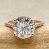 Genuine Round Cut Moissanite Diamond Engagement Ring Rose Gold LS6789