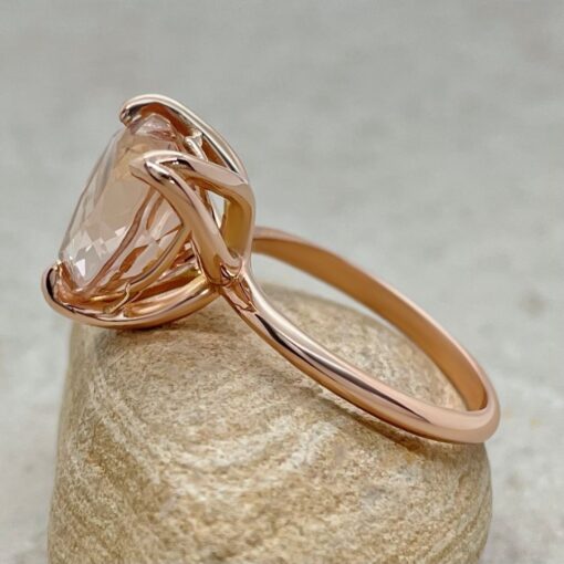 Handmade Heart Morganite Engagement Ring Lily Prongs Rose Gold LS5857