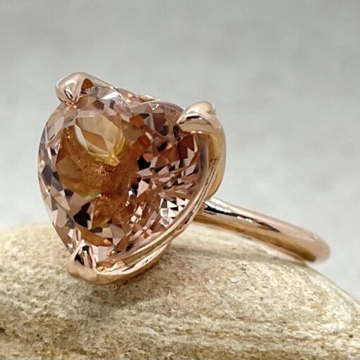 Heart Cut Morganite Lily Petal Prongs Solitaire Ring Rose Gold LS5857