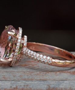 Hidden Halo Rare Pink Oval Morganite Engagement Ring Rose Gold LS4813