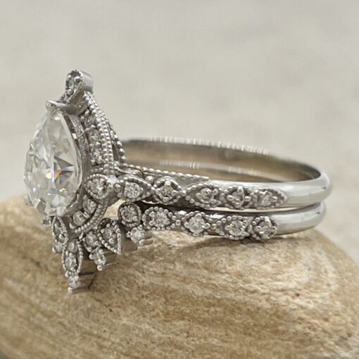 Custom Moissanite Pear Cut Emeline Bridal Set - Image 3