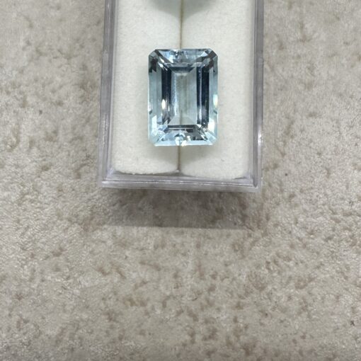 Custom Emerald Cut Aquamarine and Trillion Lab Grown Diamond Engagement ring and wedding band - Image 10
