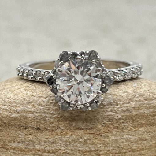 Custom Lab Diamond Engagement Ring with Organic Diamond Side Stones - Image 2