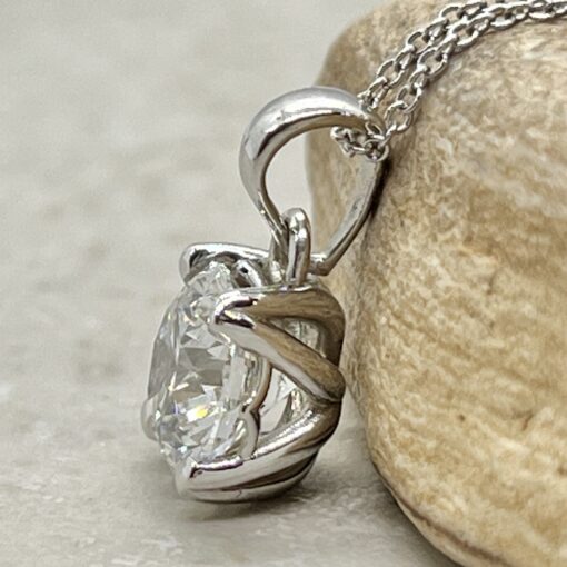 Custom Lab Diamond Engagement Ring with Organic Diamond Side Stones - Image 5
