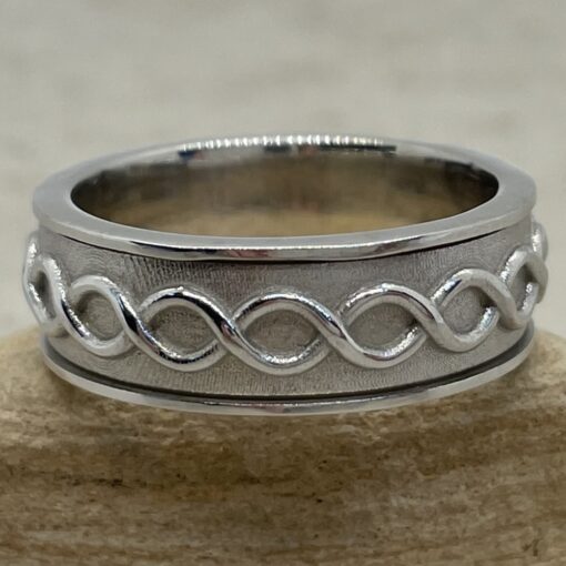 Infinity Symbol Mans Wedding Ring Eternity White Gold Platinum LS6289