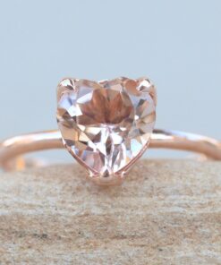 Lily Flower Peach Morganite Heart Cut Engagement Ring Rose Gold LS5858