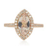Marquise Cut Peach Morganite Diamond Engagement Ring Rose Gold LS4560