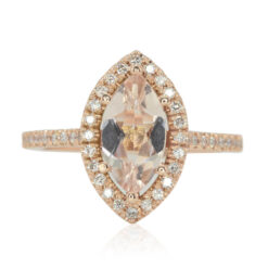 Marquise Cut Peach Morganite Diamond Engagement Ring Rose Gold LS4560