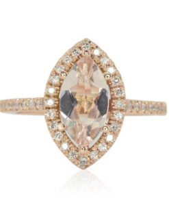 Marquise Cut Peach Morganite Diamond Engagement Ring Rose Gold LS4560