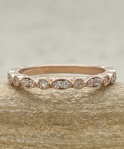 Matching Stacking Ring Diamond Marquise Wedding Band Rose Gold LS5551